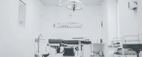 Medical equipment in an operating room.
