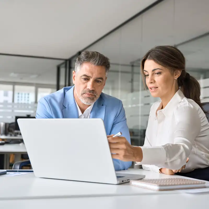 An executive working collaboratively with a colleague