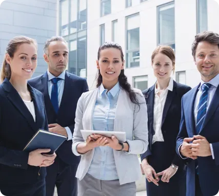Group of coworkers smiling.