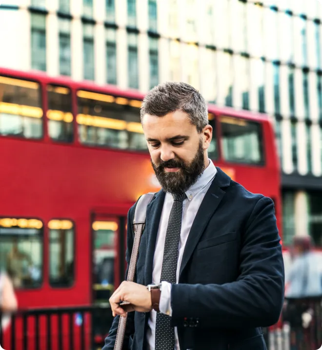Businessman checking his watch.