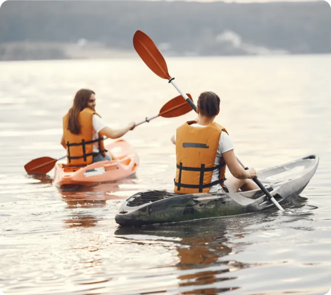 Man and woman kayaking.
