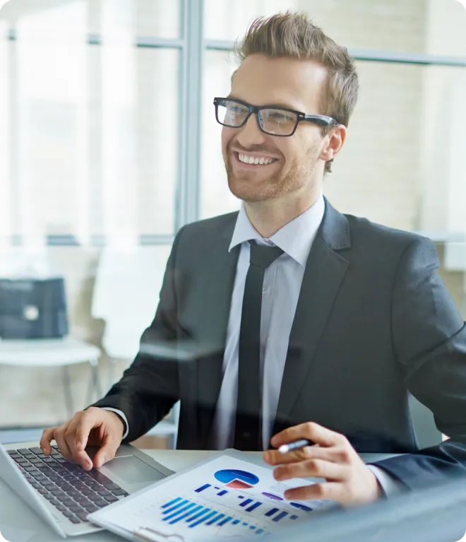Businessman smiling.
